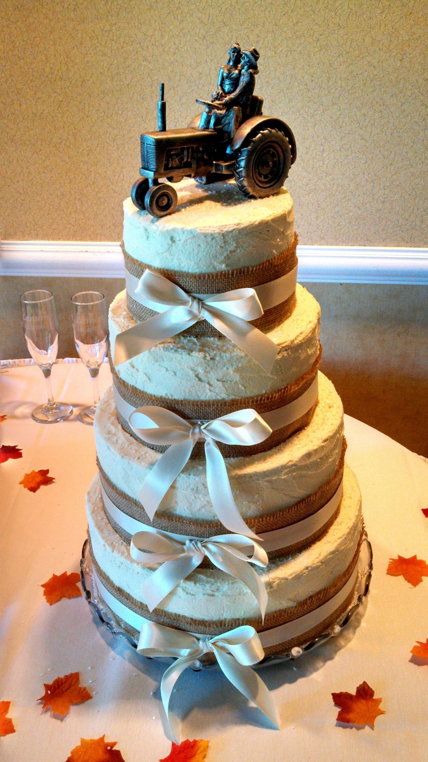 Groom Wedding Cakes
 Rustic 4 Tier Wedding Cake And John Deere Groom s Cake