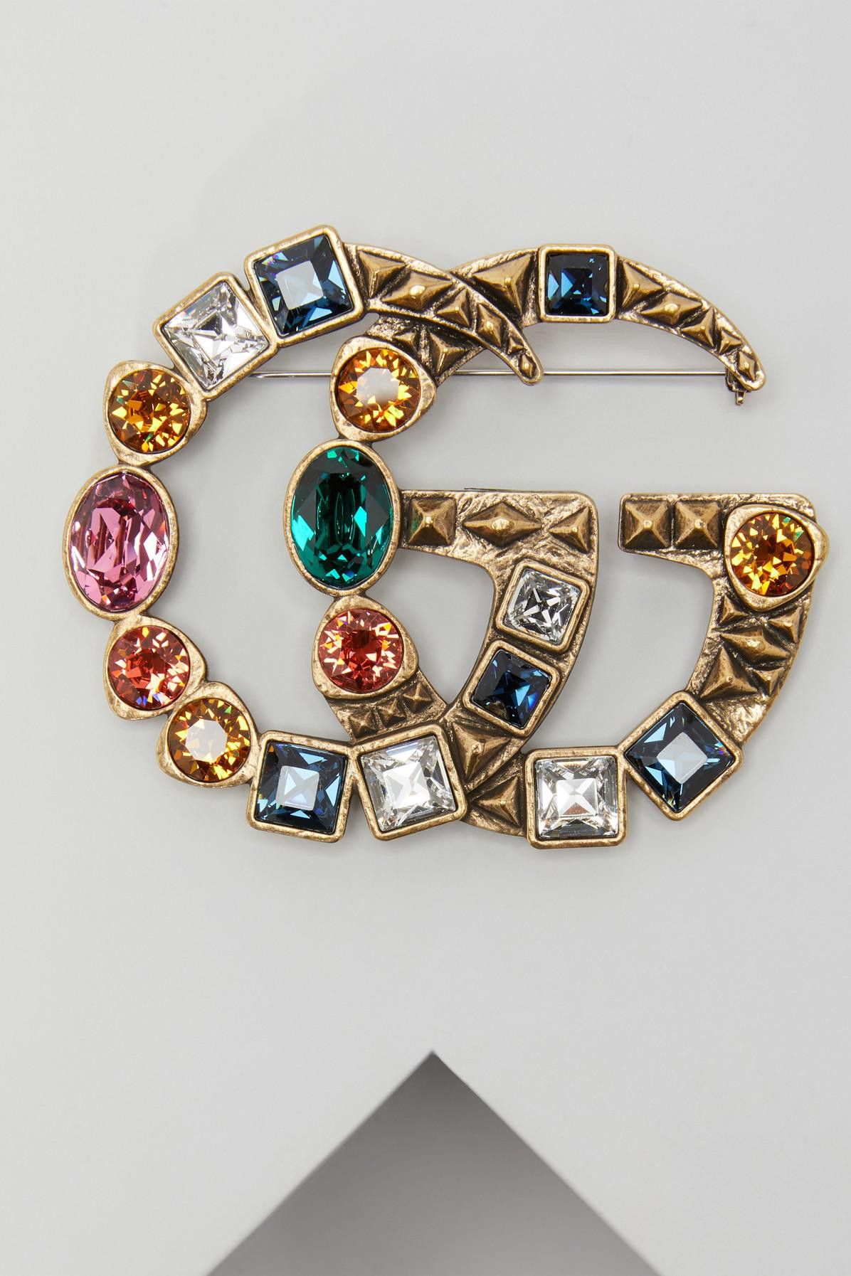 Gucci Brooches
 Gucci GG Crystal Brooch in Metallic Lyst