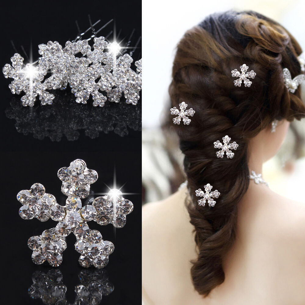 Hair Brooches
 Exquisite Snowflake Hair Pins Wedding Prom Bridal Crystal