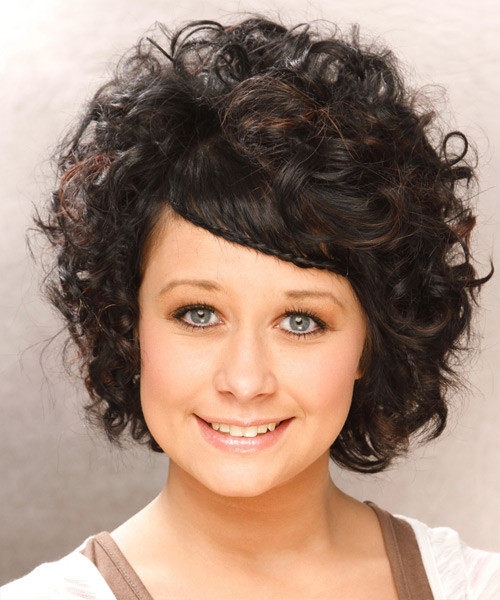 Haircuts For Naturally Curly Hair And Round Face
 Short Curly Black Braided Hairstyle with Red Highlights