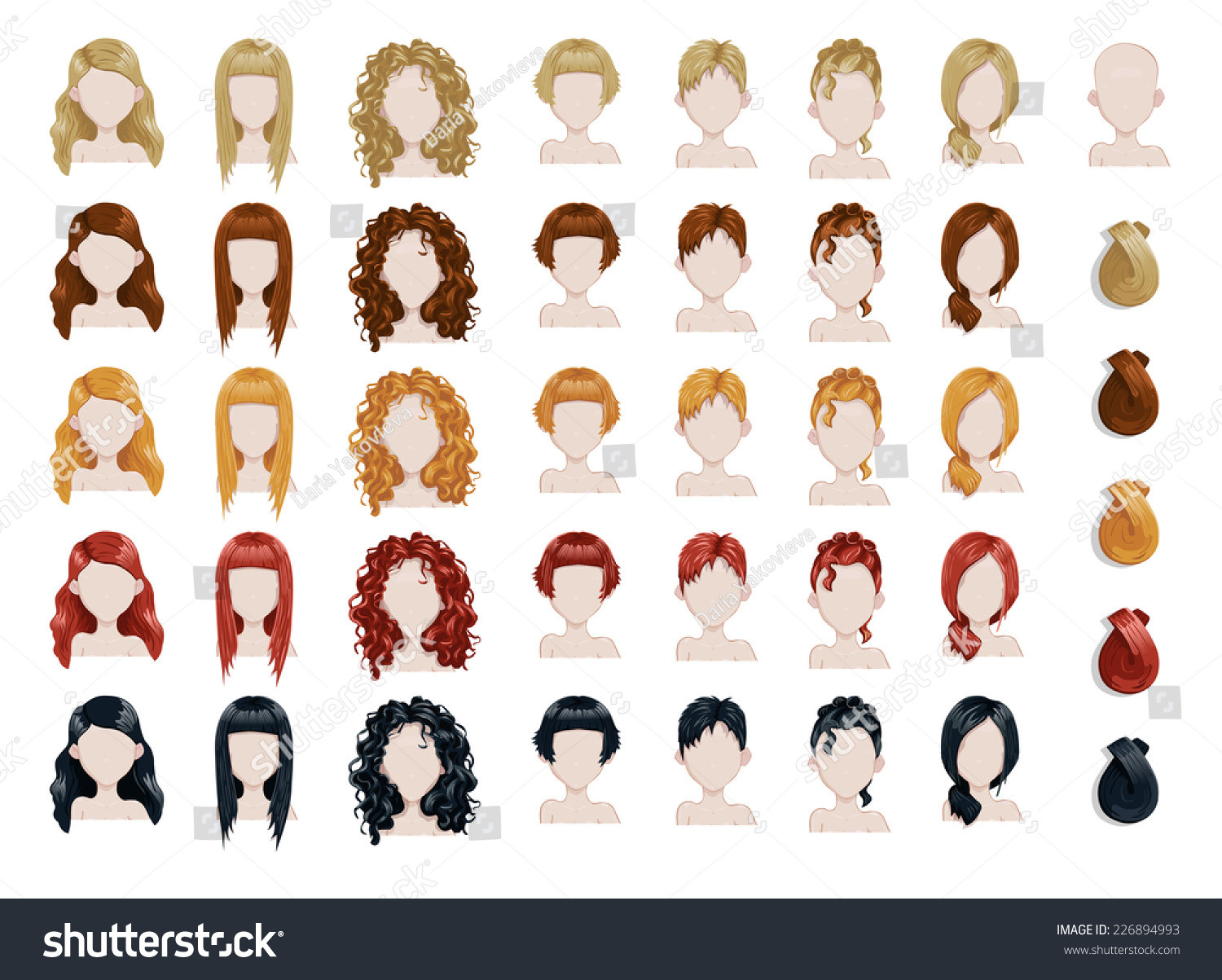 Hairstyle Name For Women
 Set Female Hair Style Sprites Vector Stock Vector