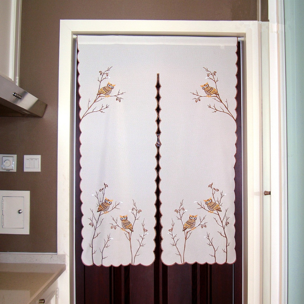 Half Curtains For Kitchen
 Aliexpress Buy Half curtain Owl Embroidered Window