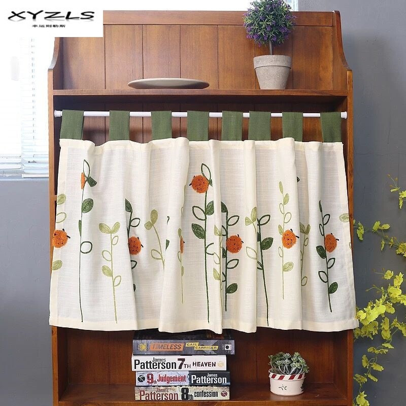Half Curtains For Kitchen
 XYZLS Pastoral Style Ladybugs Embroidered Kitchen Half