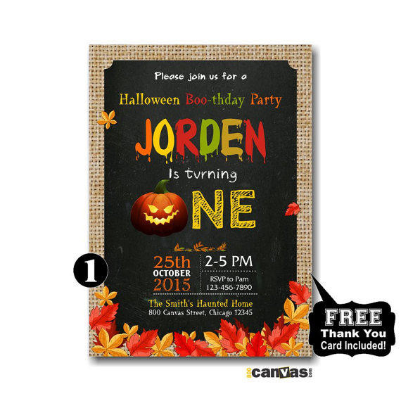 Halloween 1st Birthday Invitations
 Halloween Birthday Invitation 1st first from 800Canvas on