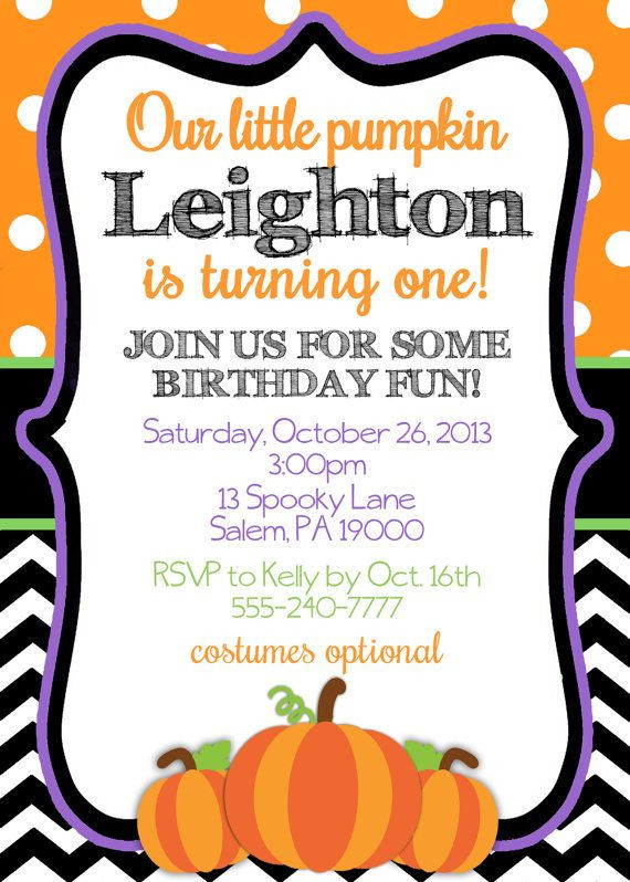 Halloween 1st Birthday Invitations
 First Birthday Halloween Party Invite by KickAssCraftsShop