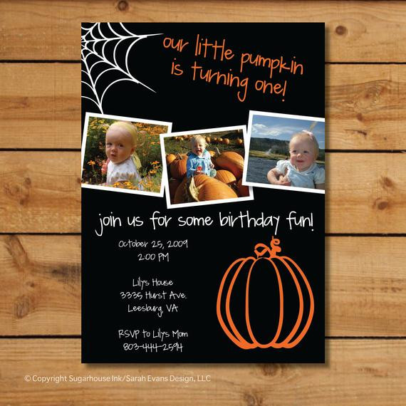 Halloween 1st Birthday Invitations
 Items similar to Babys First Birthday Invitations