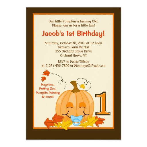 Halloween 1st Birthday Invitations
 Pumpkin Baby s 1st Birthday Halloween 5x7 Invite