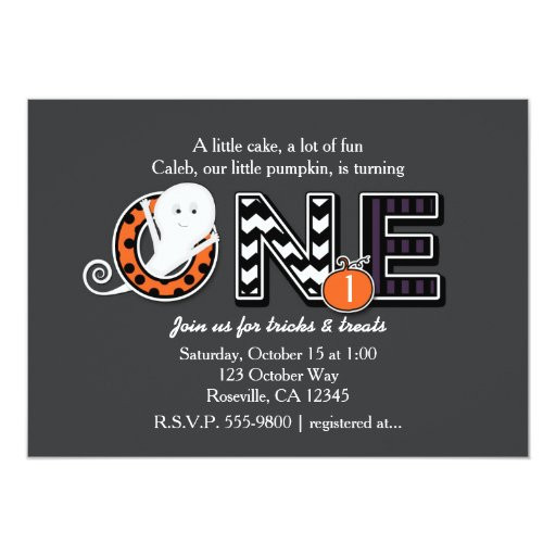 Halloween 1st Birthday Invitations
 ONE Halloween Fall 1st Birthday Party Invitation