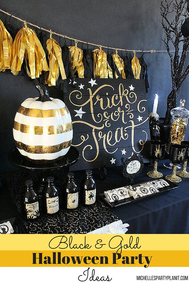 Halloween Party Ideas For Adults Pinterest
 Black and Gold Halloween Party Ideas Michelle s Party