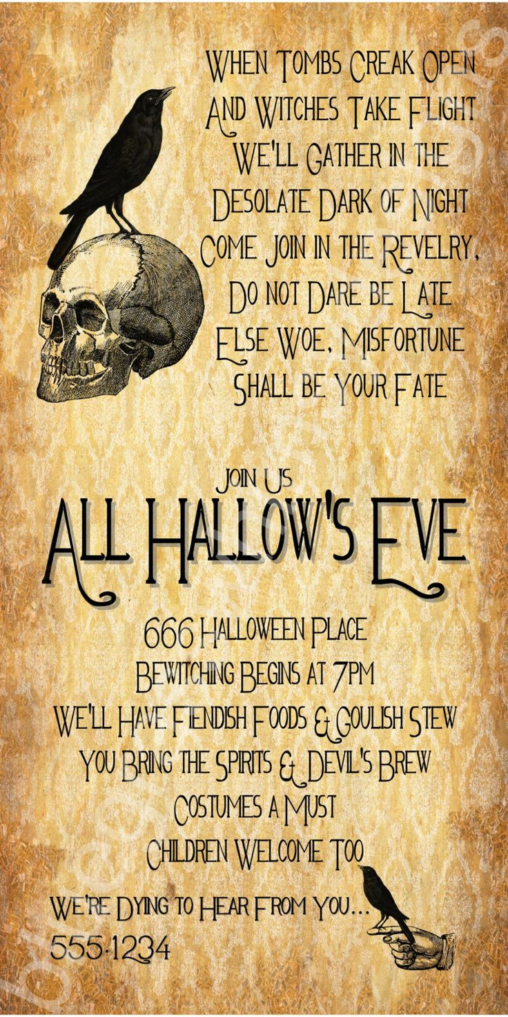 Halloween Party Invitation Wording Ideas
 All Hallow s Eve Halloween Party Invitation 4x8 5x7 4x6