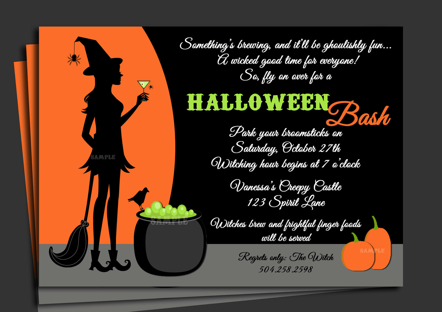 Halloween Party Invitation Wording Ideas
 Halloween Invitation Printable with FREE SHIPPING Cocktails