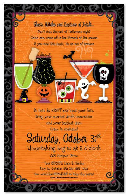 Halloween Party Invitation Wording Ideas
 cocktail invite with wording for halloween myexpression