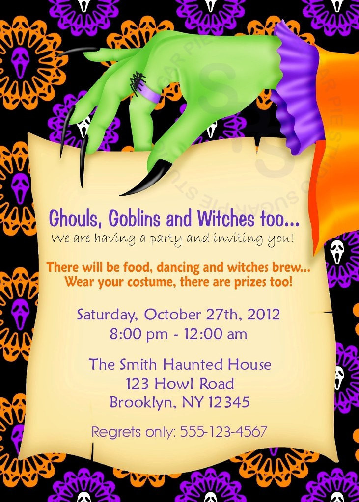 Halloween Party Invitation Wording Ideas
 Printable Halloween Birthday party Invitation Custom