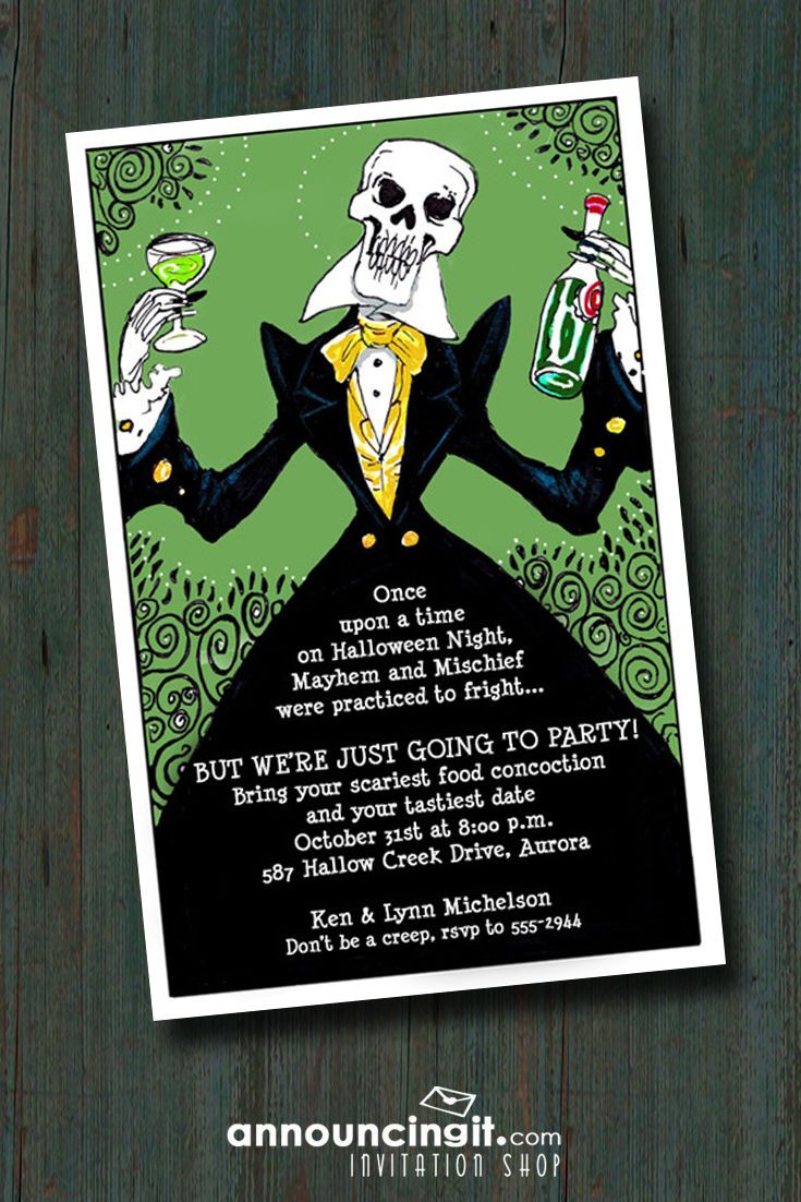 Halloween Party Invitation Wording Ideas
 Elegant Skeleton Halloween Invitations