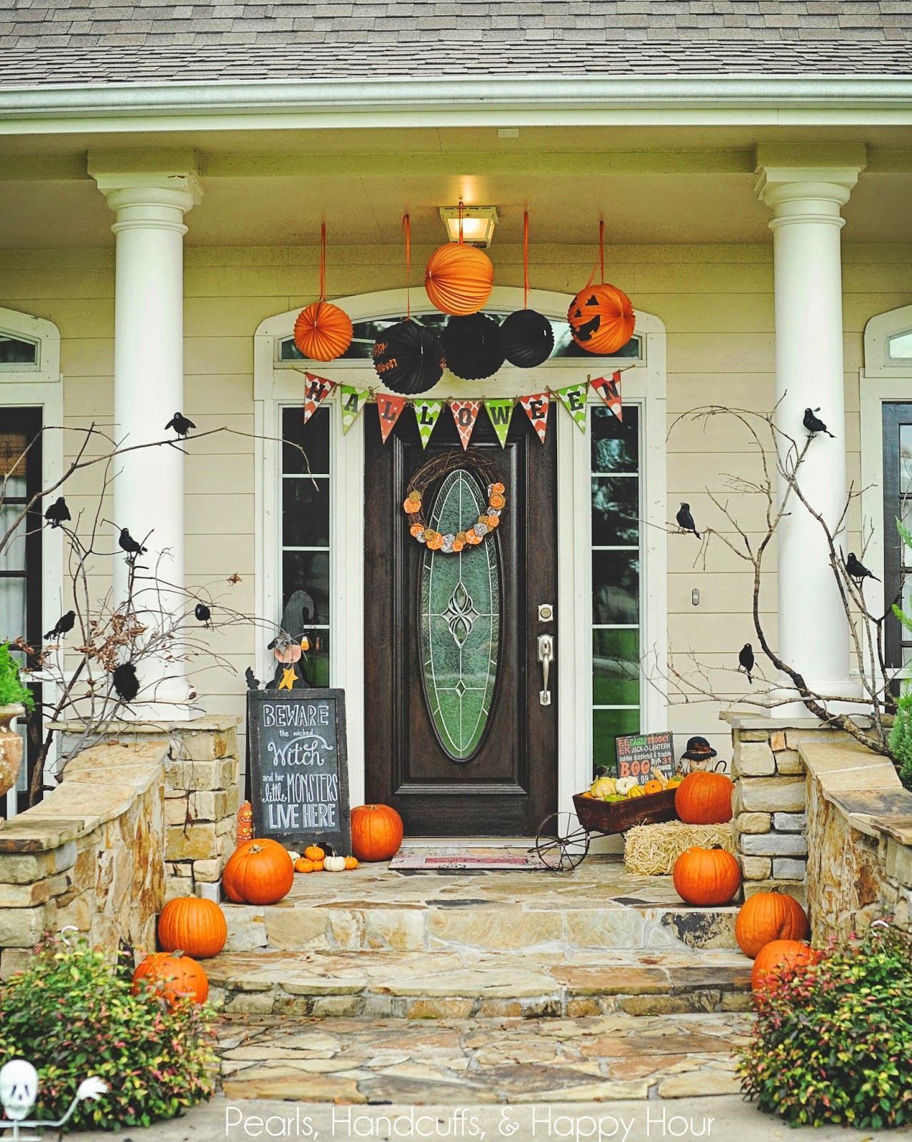 Halloween Porch Decorations
 Pearls Handcuffs and Happy Hour Halloween Porch