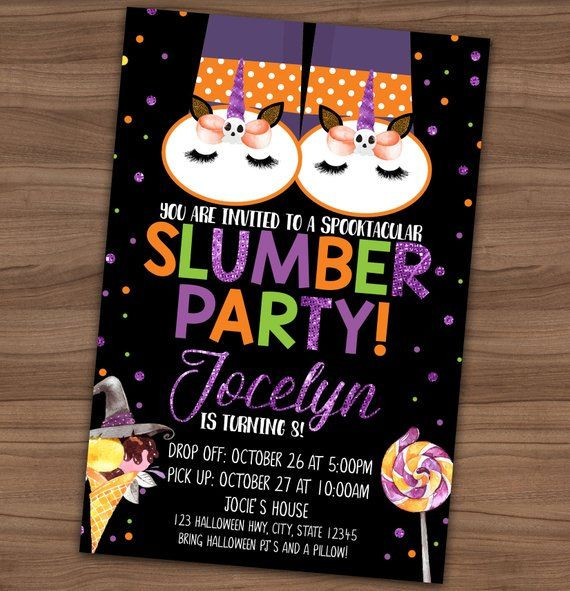 Halloween Slumber Party Ideas
 Halloween Slumber Party Invitation Birthday Sleepover