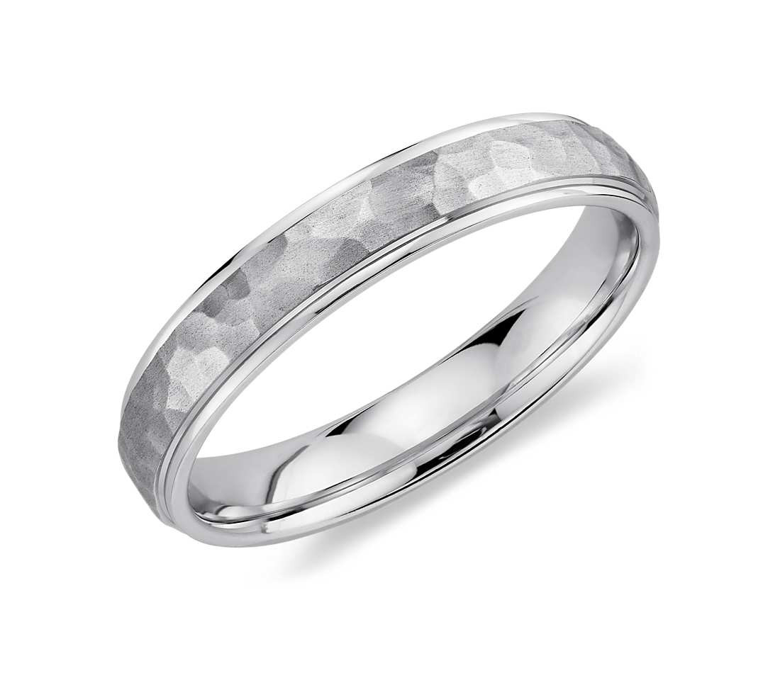 Hammered Wedding Bands
 Hammered Wedding Ring in 14k White Gold 4mm