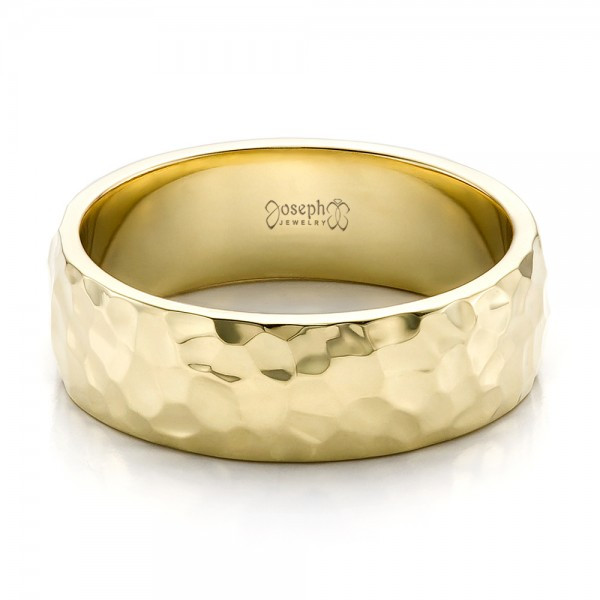 Hammered Wedding Bands
 Custom Men s Hammered Yellow Gold Wedding Band