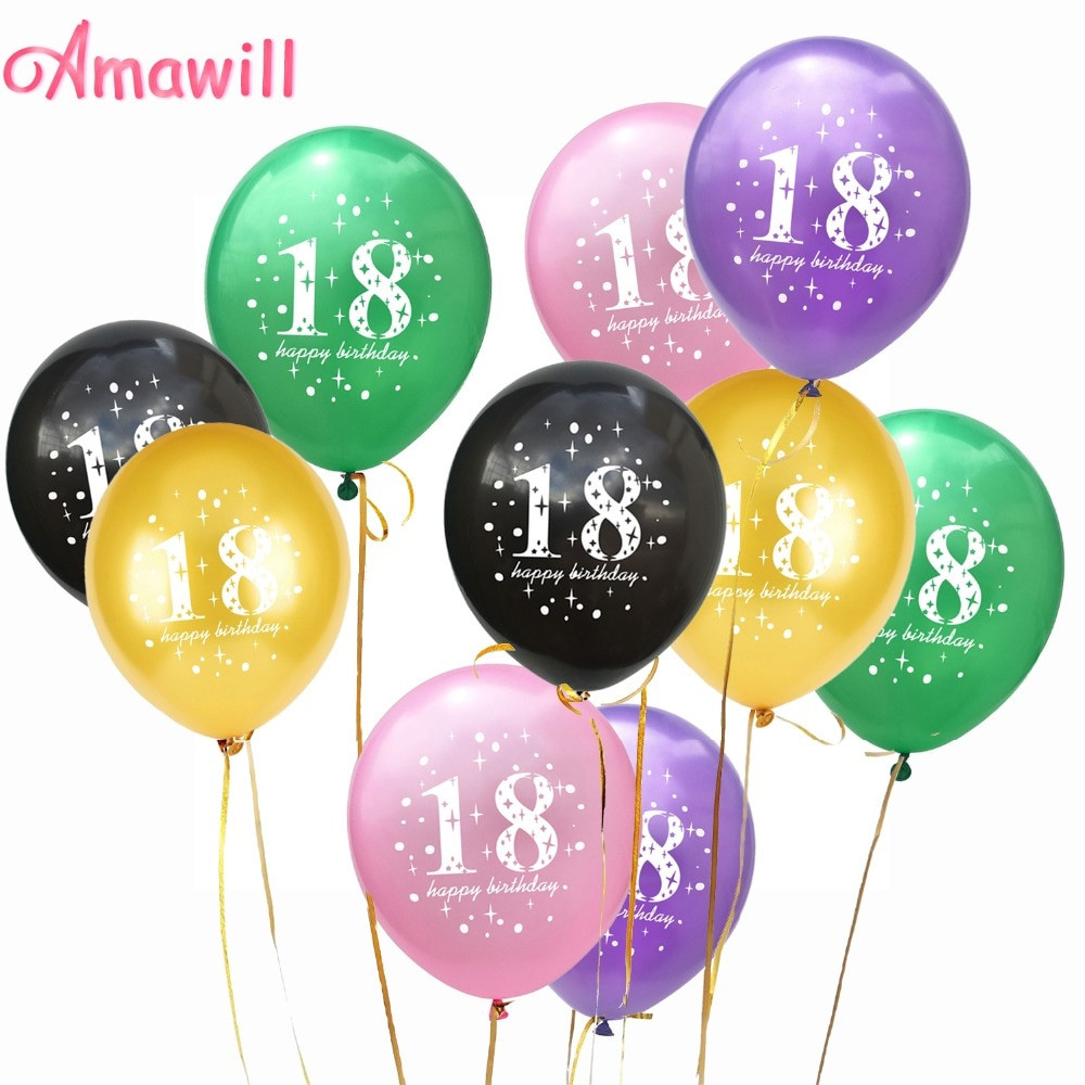 Happy 18th Birthday Decorations
 Amawill 10pcs Happy 18th Birthday Latex Balloons 18 Years