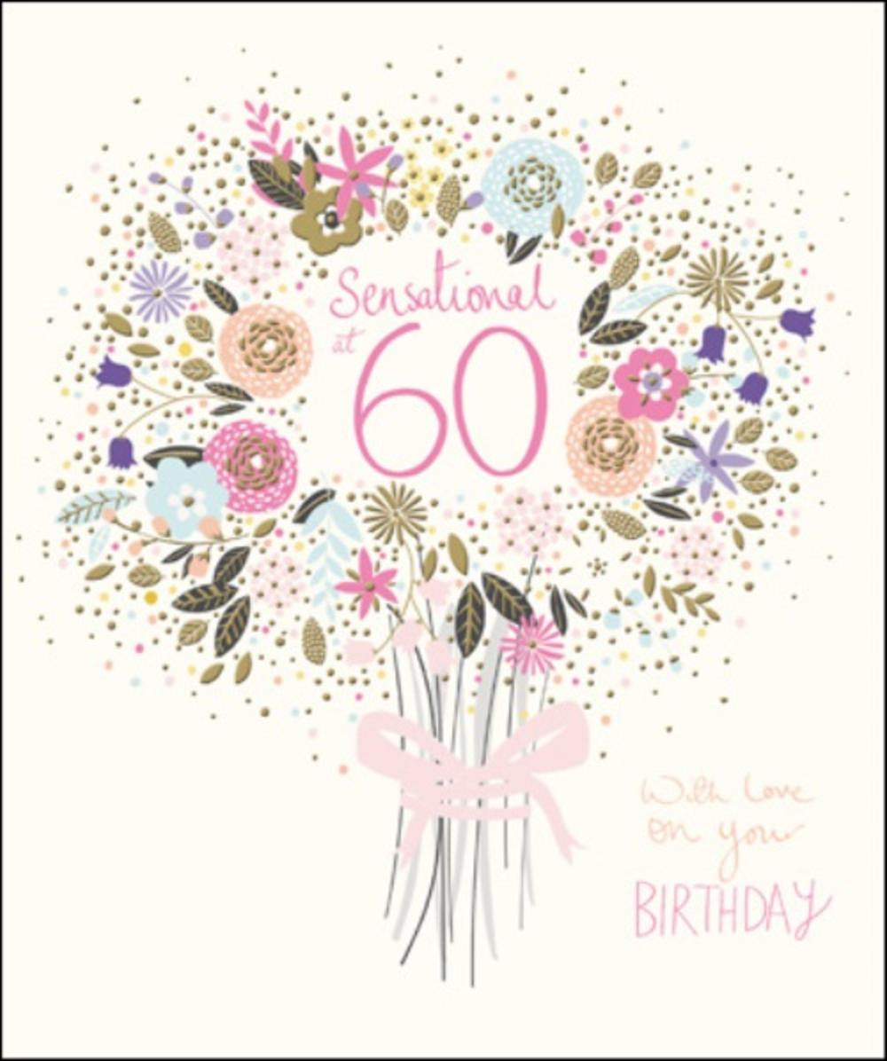 Happy 60th Birthday Wishes
 Pretty Happy 60th Birthday Greeting Card