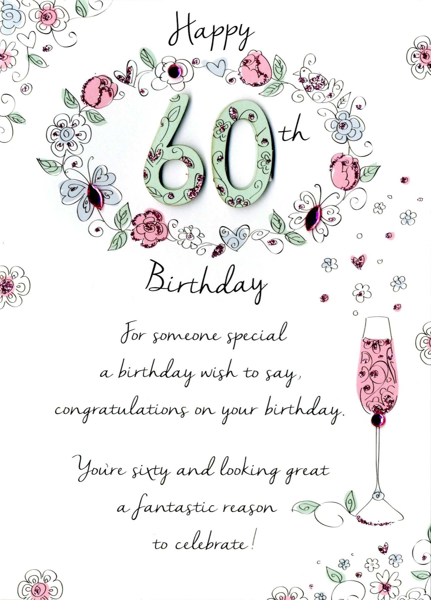 Happy 60th Birthday Wishes
 Female 60th Birthday Greeting Card Cards