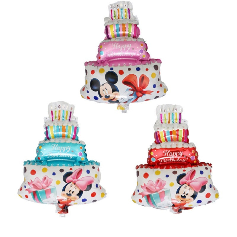 Happy Birthday Cake And Balloons
 12Pcs Birthday Cake Balloon Decoration Mickey Minie