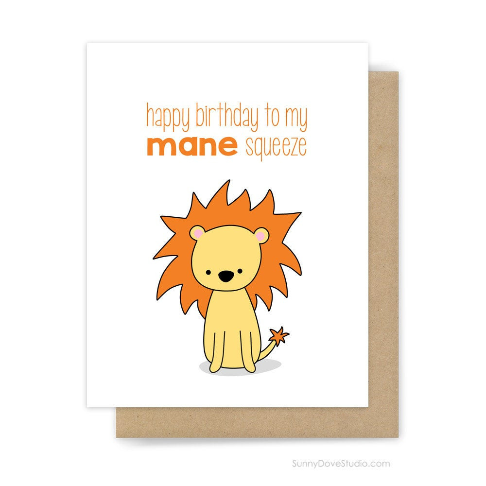 Happy Birthday Cards For Him Funny
 Funny Birthday Card For Boyfriend Husband Him Lion Pun Mane