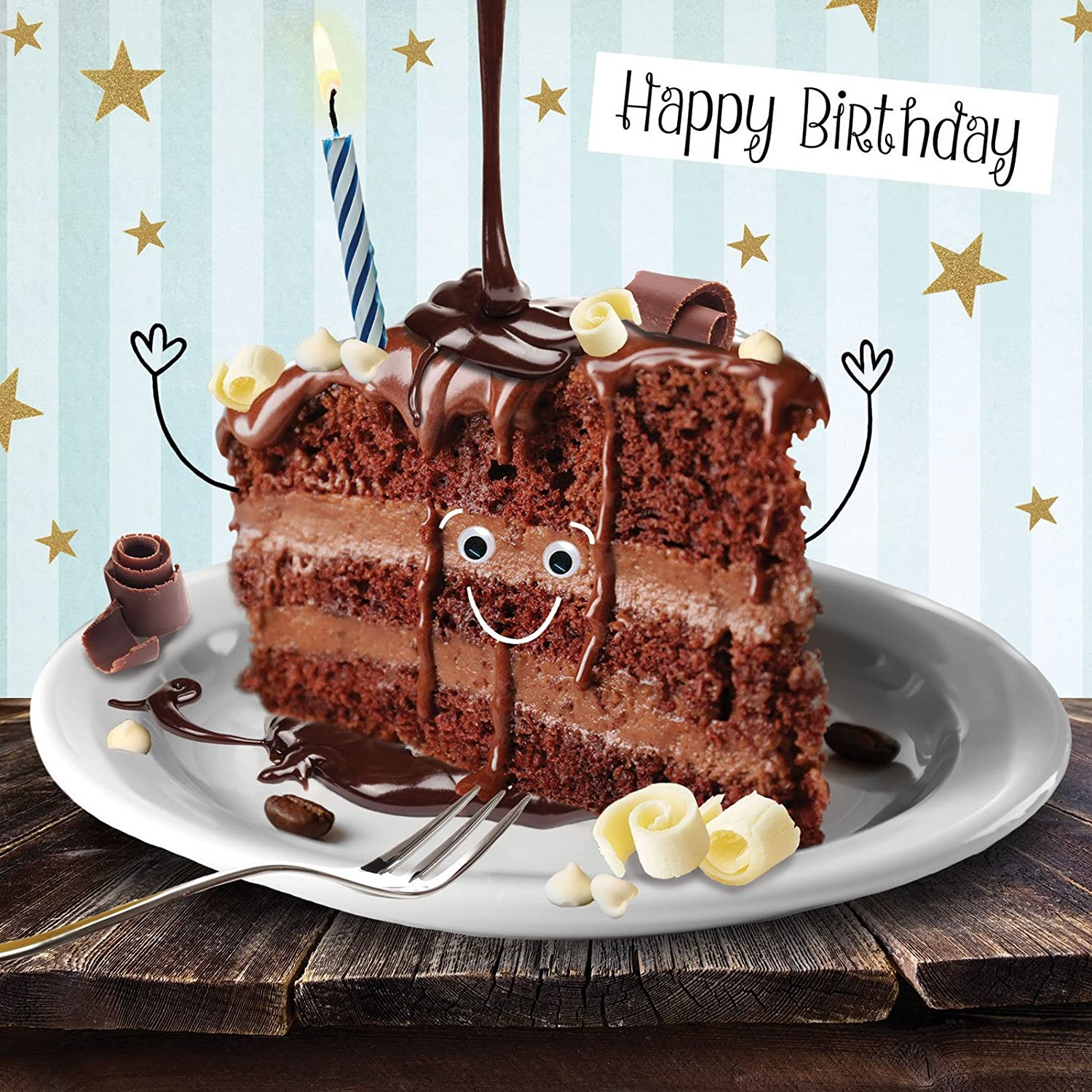 Happy Birthday Funny Cake
 Funny Chocolate Cake Birthday Card 3D Goggly Moving Eyes