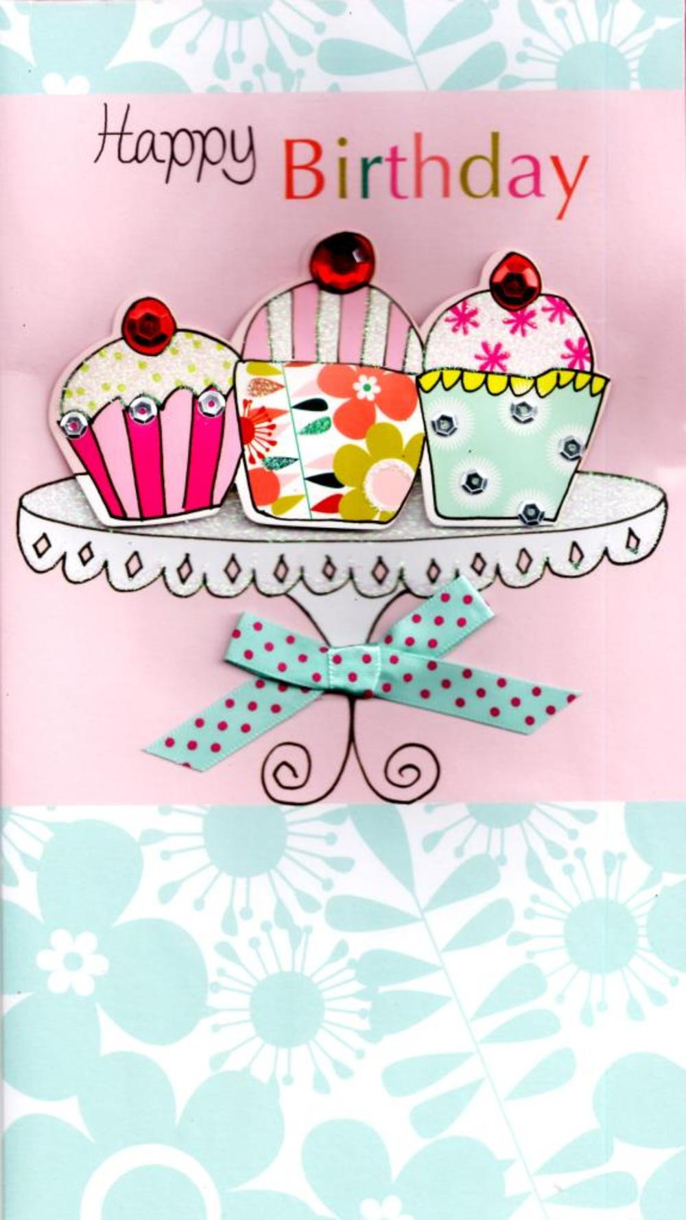 Happy Birthday Greeting Cards
 Cupcakes Pretty Happy Birthday Greeting Card