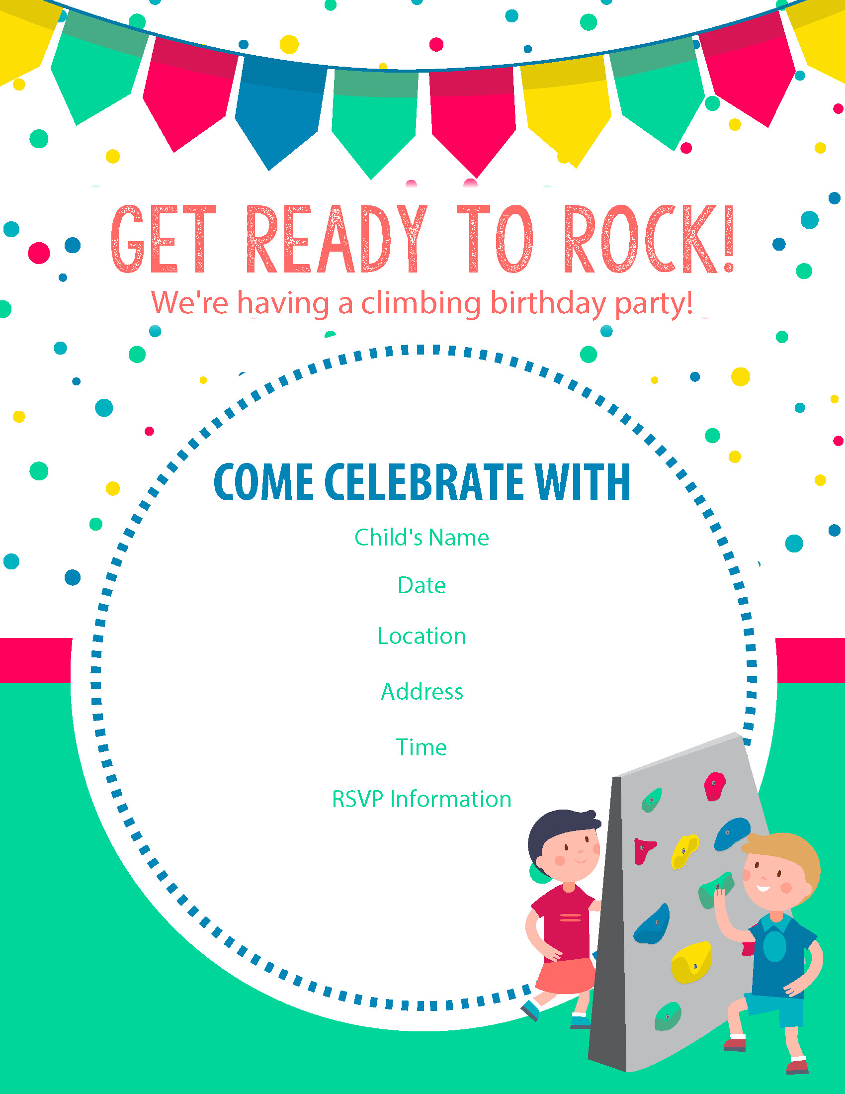 Happy Birthday Invitation
 Happy Birthday Free Rock Climbing Birthday Party Invitations