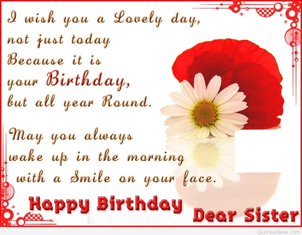 Happy Birthday Quote For Sister
 Dear Sister Happy Birthday quote wallpaper