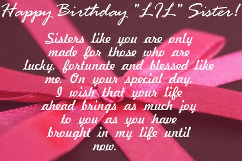 Happy Birthday Quotes For Little Sister
 Sweet Happy Birthday Younger Sister I Love U Messages