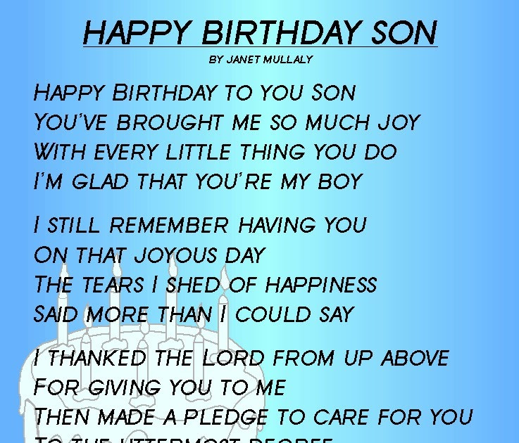 Happy Birthday To My Son Quotes
 Happy birthday son Poems