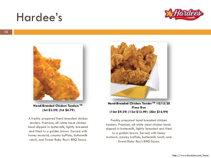 Hardees Dipping Sauces
 Boneless Chicken