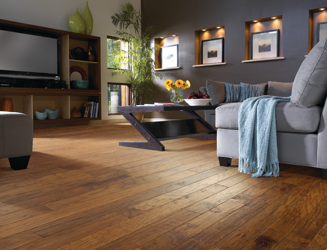 Hardwood Flooring Ideas Living Room
 Hickory Wood Floor Living Room Contemporary Living