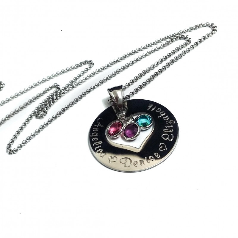 Heart Necklace With Birthstones
 Mother s Heart Birthstone Necklace UniqJewelryDesigns