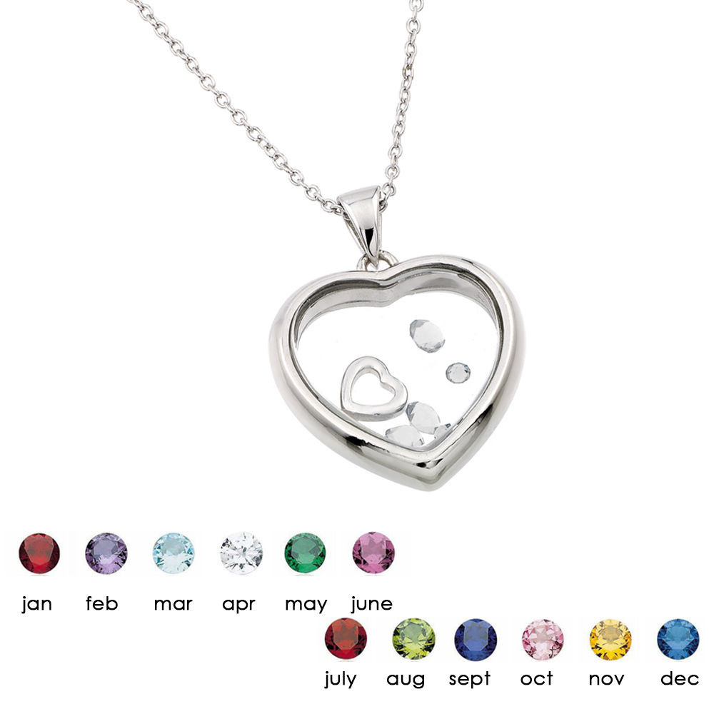 Heart Necklace With Birthstones
 925 sterling silver necklace heart pendant custom