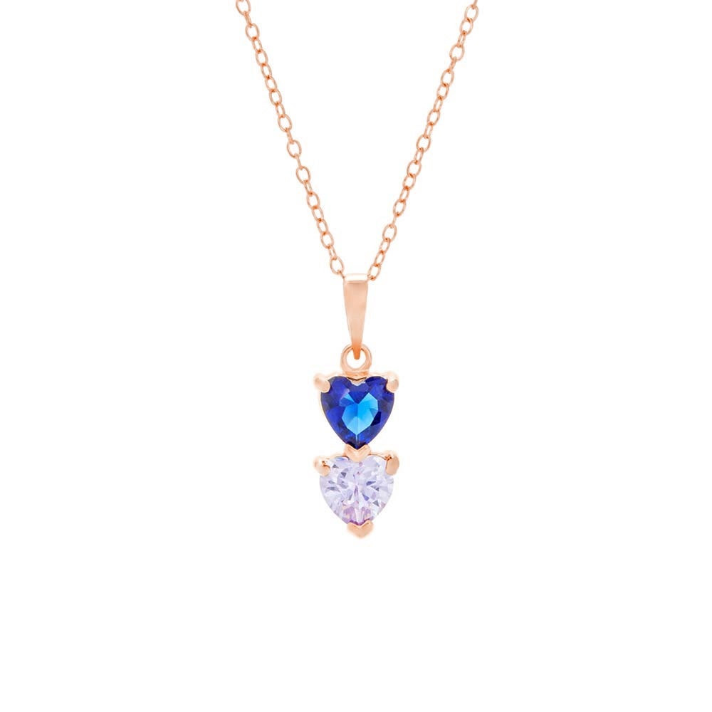 Heart Necklace With Birthstones
 2 Stone Birthstone Rose Gold Heart Drop Mother s Necklace