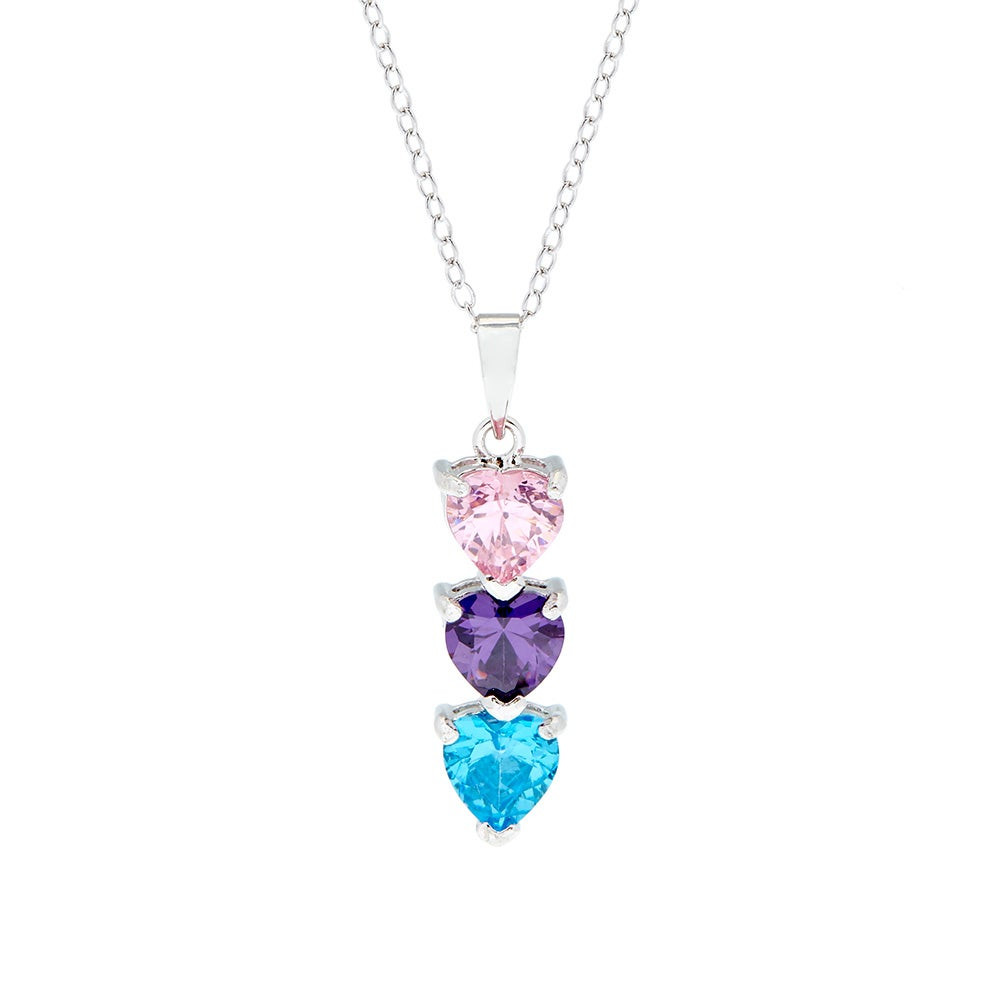 Heart Necklace With Birthstones
 Customizable 3 Birthstone Heart Drop Necklace