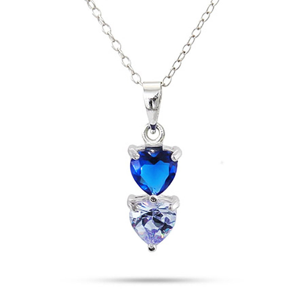 Heart Necklace With Birthstones
 Custom 2 Birthstone Heart Drop Pendant