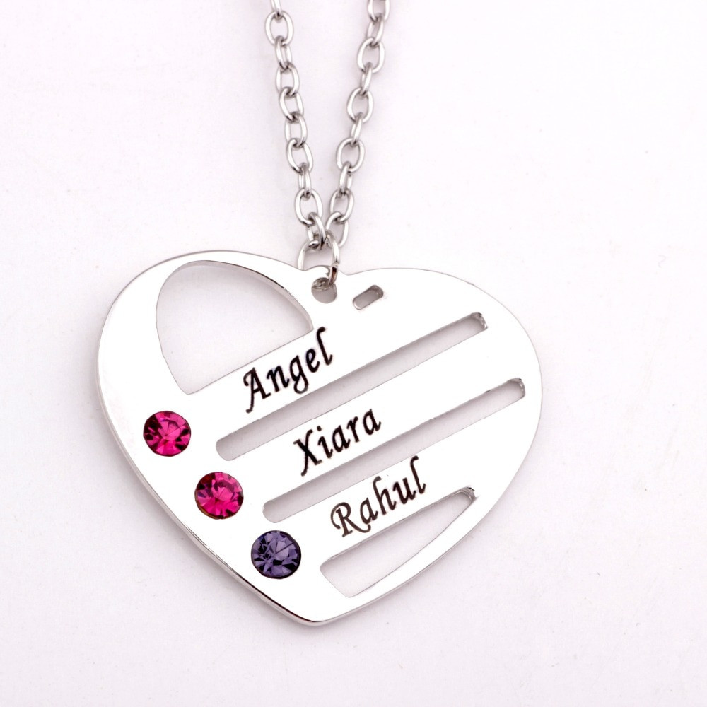 Heart Necklace With Birthstones
 Love Pendant Heart Necklace with Birthstones 2018 New