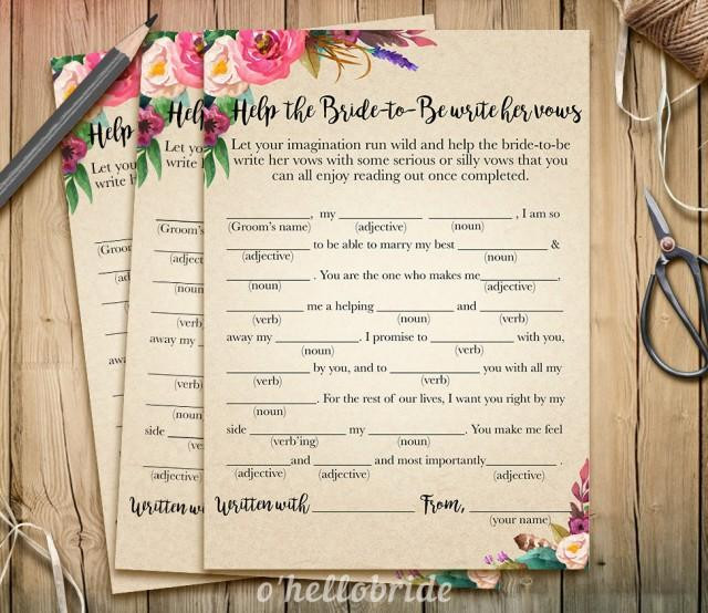 Help With Wedding Vows
 Help The Bride To Be Write Her Vows Bridal Shower Game