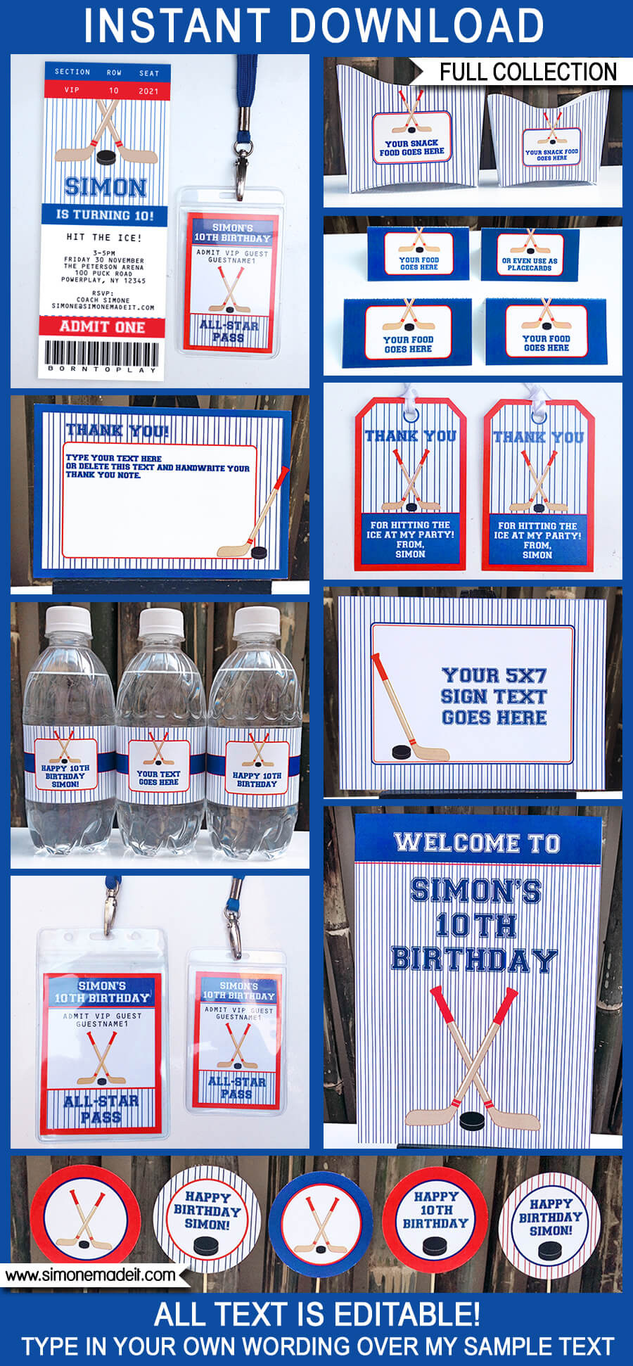Hockey Birthday Party
 Hockey Party Printables Invitations & Decorations