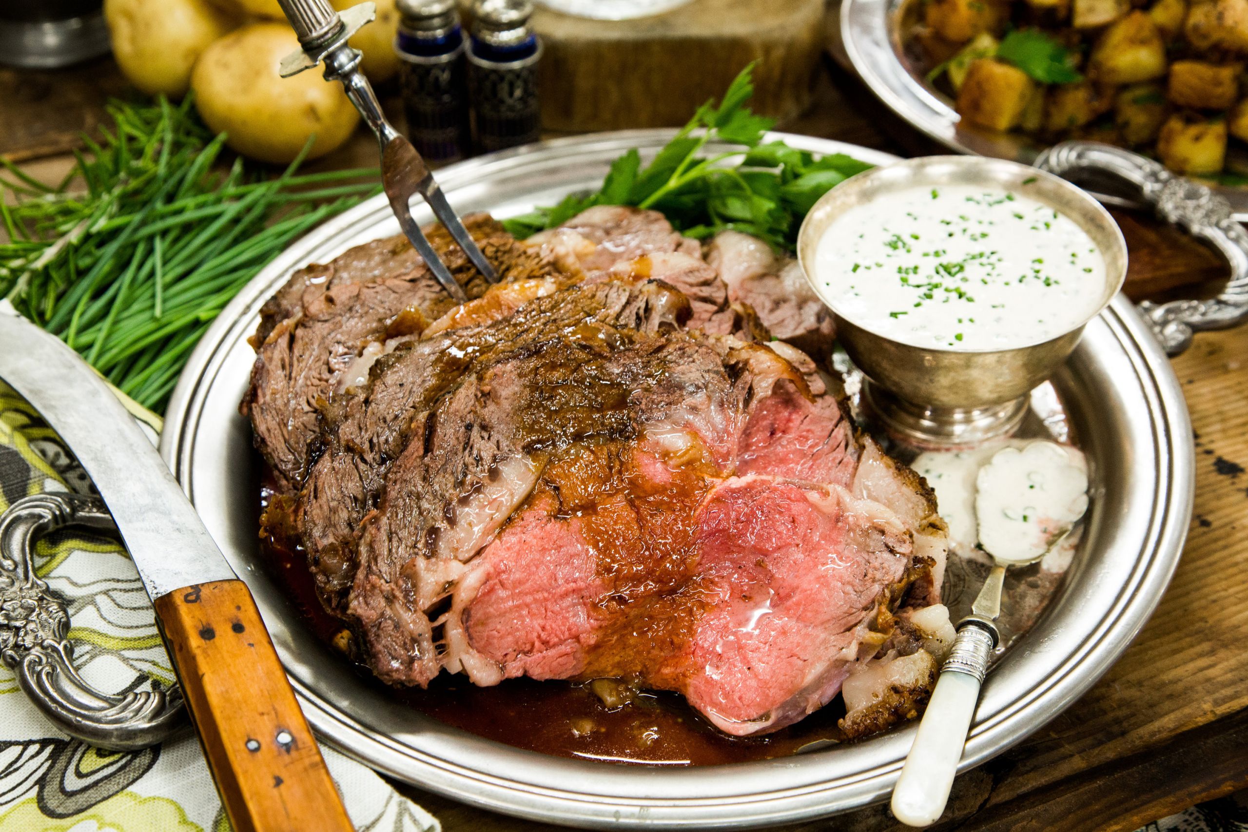 Holiday Prime Rib
 Recipes Prime Rib with Parsley Potatoes and Horseradish