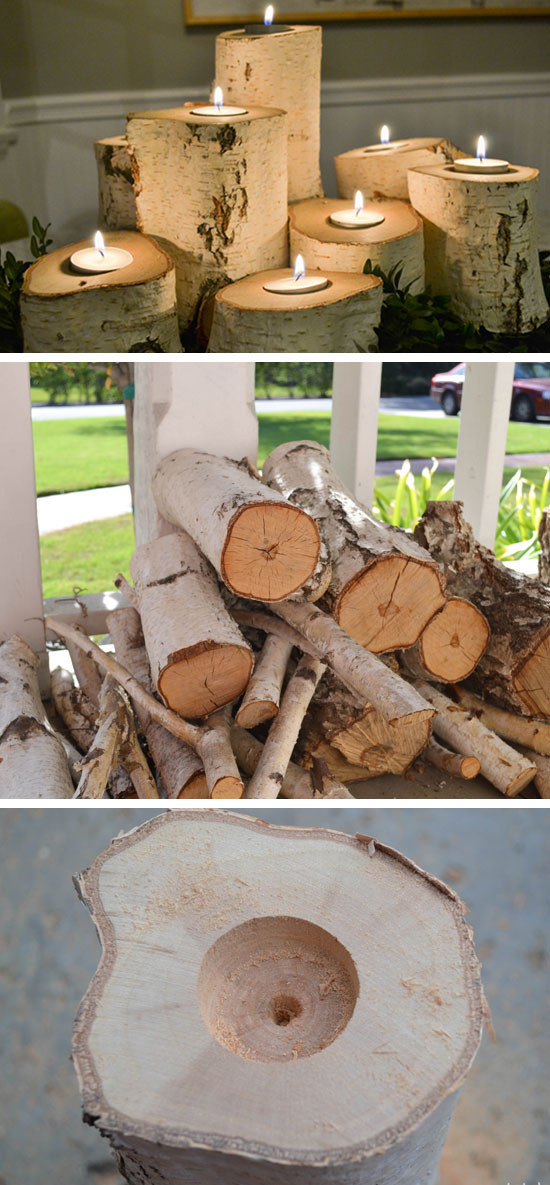 Home Craft Ideas For Adults
 Tree Stump Candle Holders
