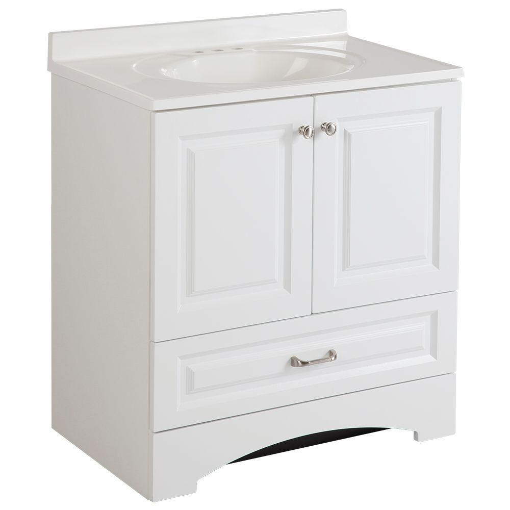 Home Depot Bathroom Vanity Top
 Bathroom Vanity Cabinet 30 inch Single Sink White