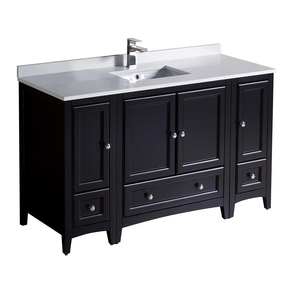 Home Depot Bathroom Vanity Top
 Fresca Oxford 54 in Bath Vanity in Espresso with Quartz