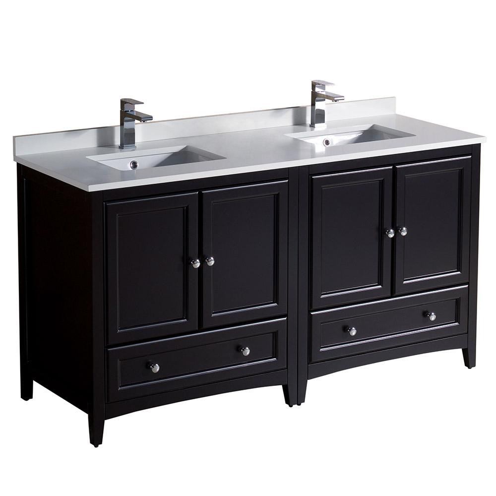 Home Depot Bathroom Vanity Top
 Fresca Oxford 60 in Double Vanity in Espresso with Quartz