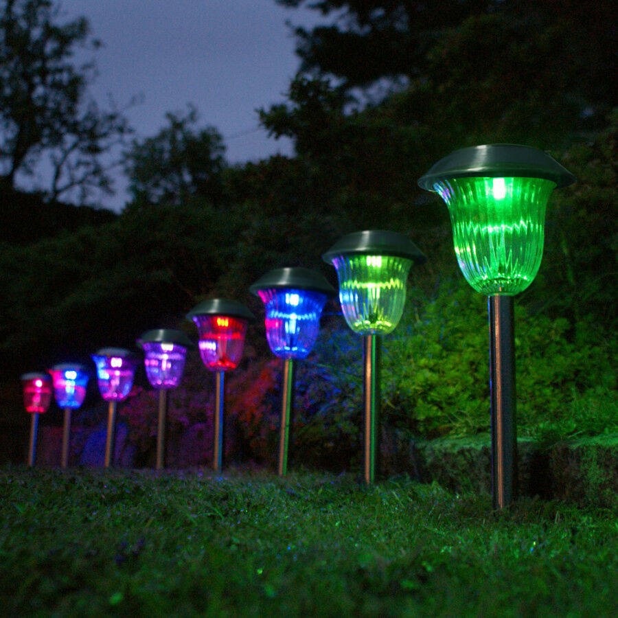 Home Depot Solar Landscape Lights
 Pack of 4 Color Changing Solar Stainless Steel Lawn Light