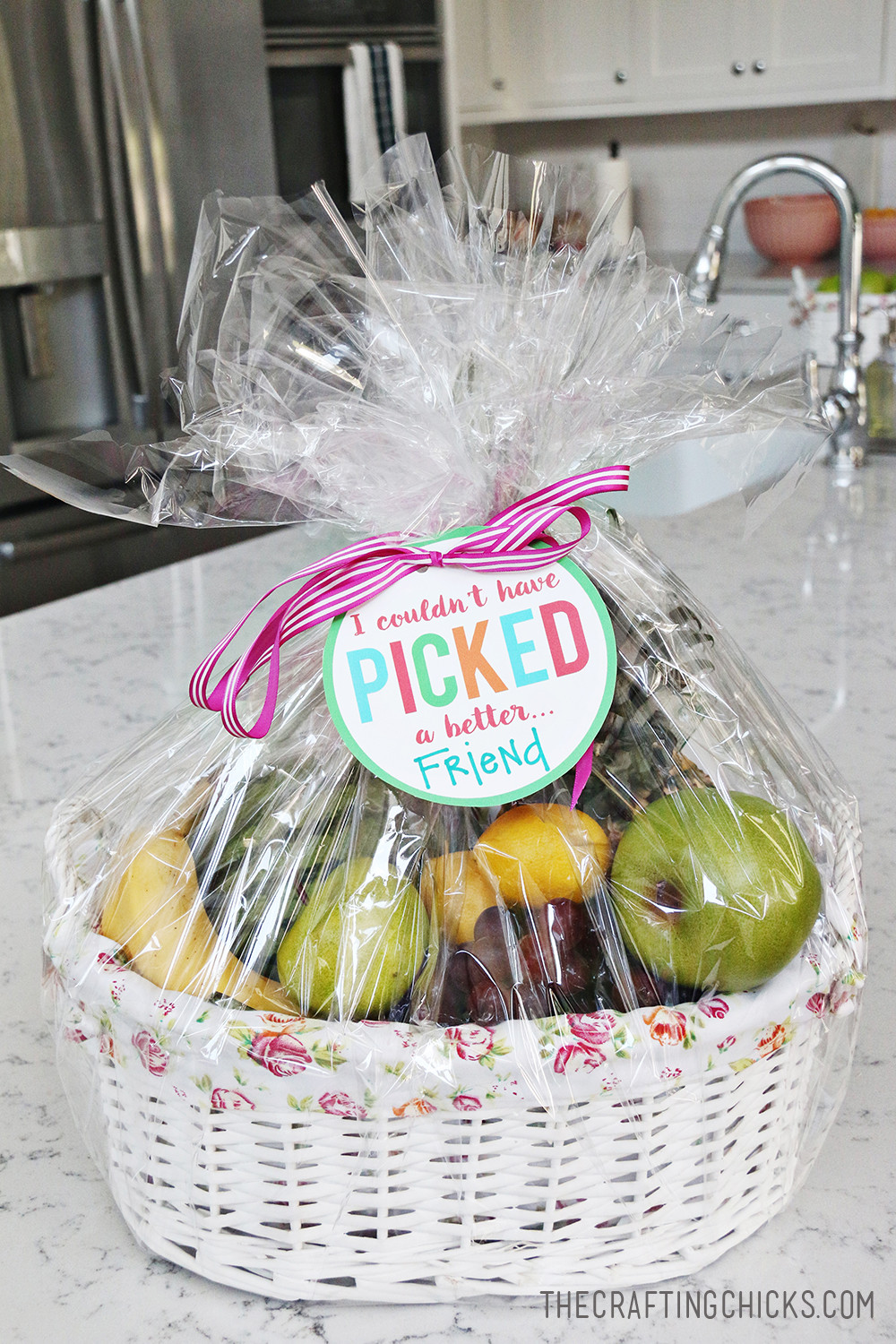 Homemade Fruit Basket Gift Ideas
 Fruit Basket Gift Idea with Free Printable Tag The